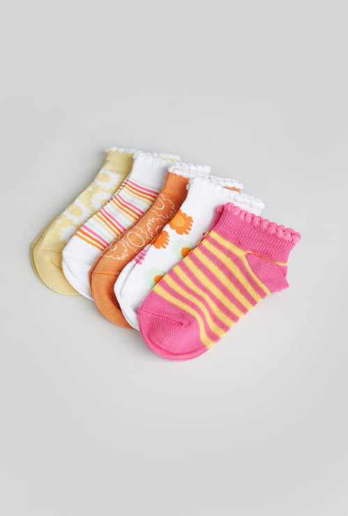Girls Printed Ankle Length Socks - Pack of 5