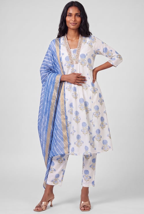 Women Floral Print A-line Kurta Set