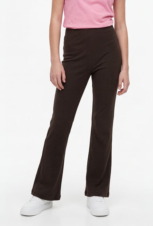 Girls Solid Flared Leggings
