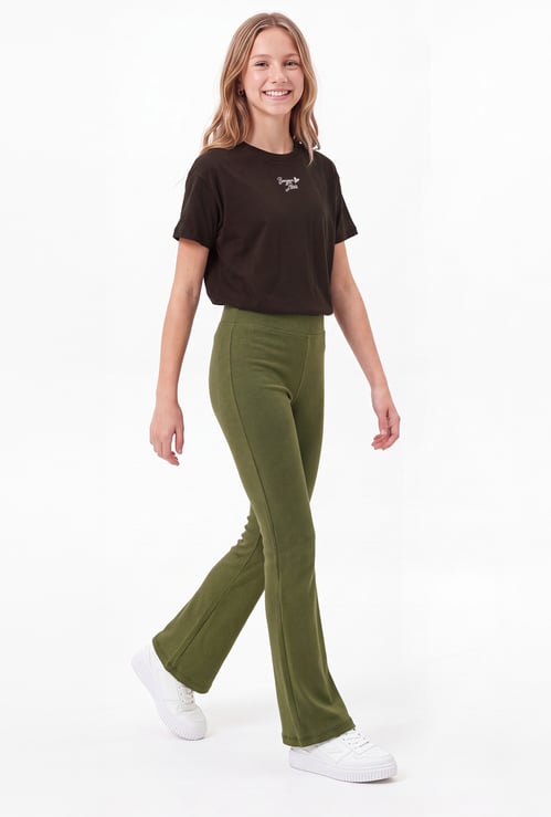 Girls Solid Flared Leggings