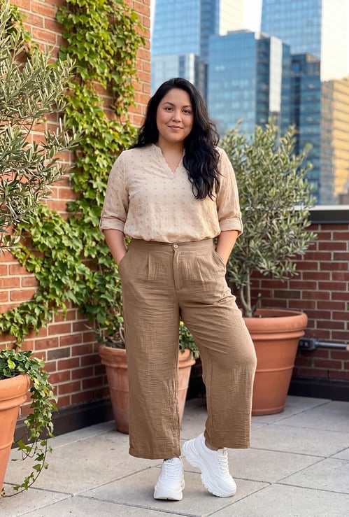 Women Solid Wide Leg Trousers