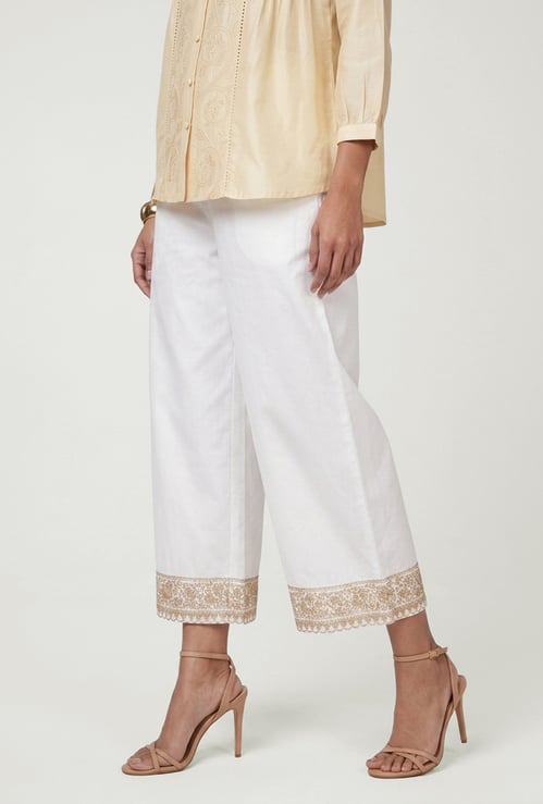 Women Embroidered Hem Palazzos