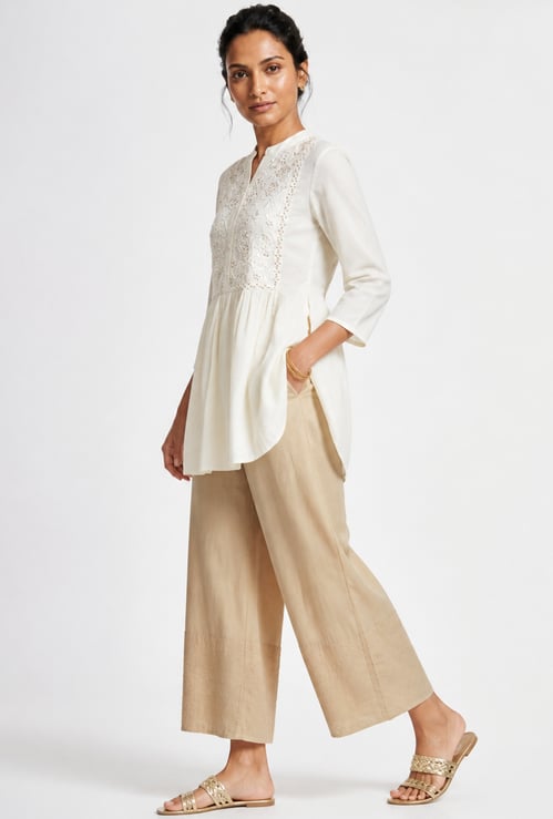 Women Embroidered Hem Palazzos