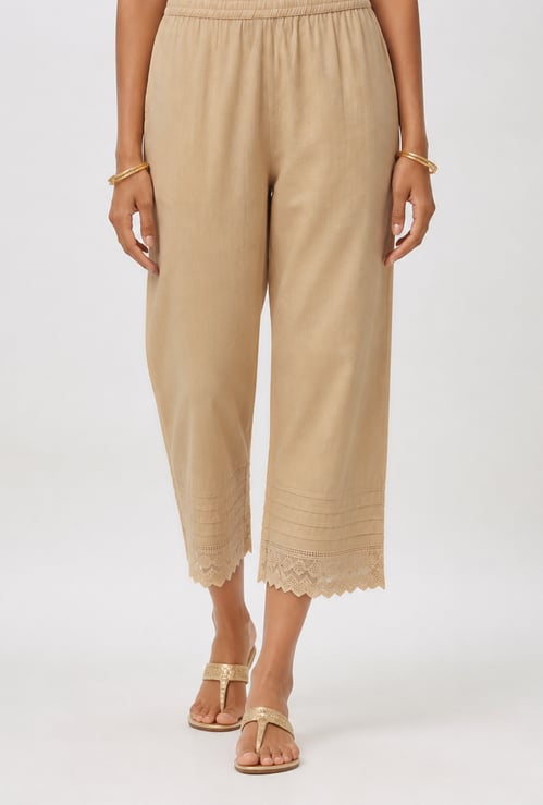 Women Lace Hem Palazzos