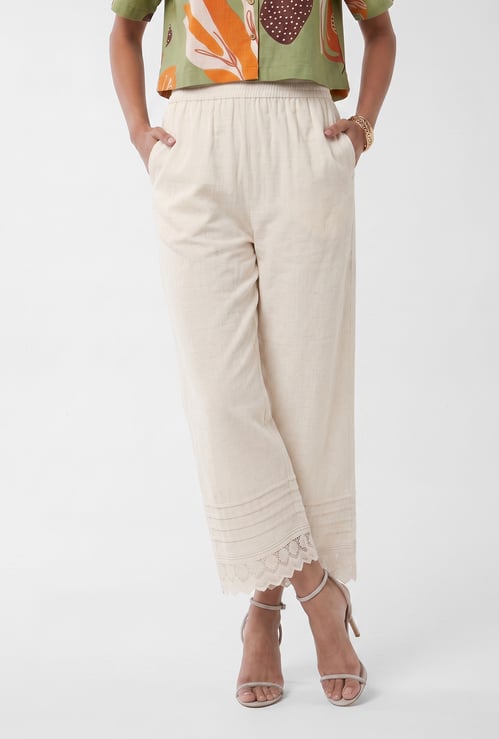 Women Lace Hem Palazzos