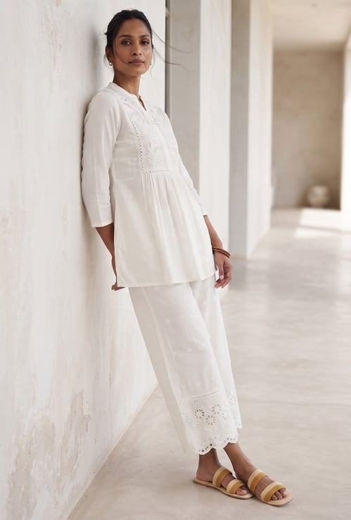 Women Schiffli Hem Palazzos