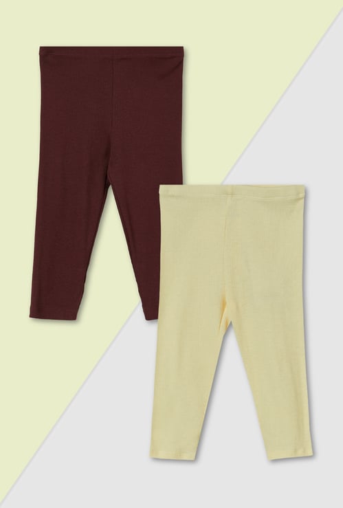 Girls Solid Leggings - Pack of 2