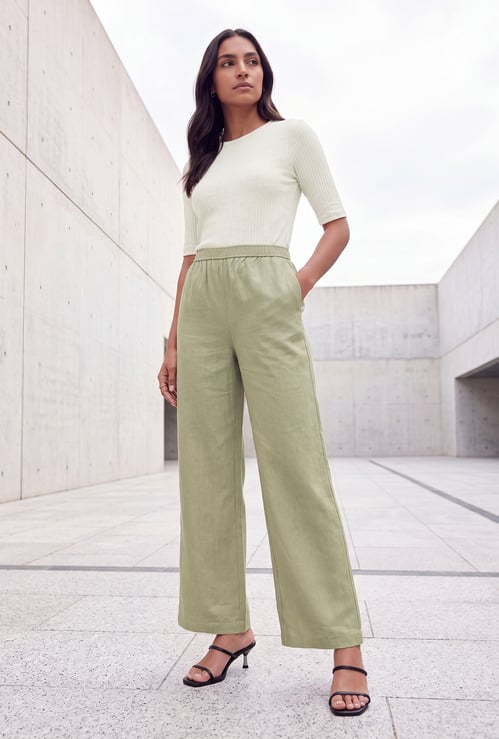 Women Solid Pull-on Pants