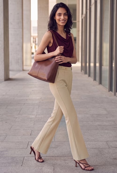 Women Solid Flared Trousers