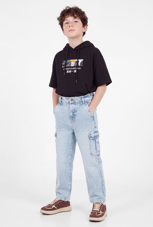 Boys Mid Washed Cargo Jeans