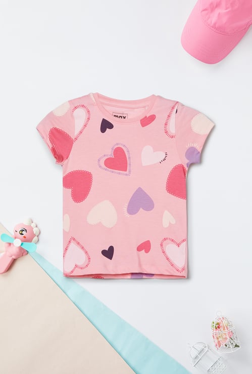 Girls Heart Printed T-shirt