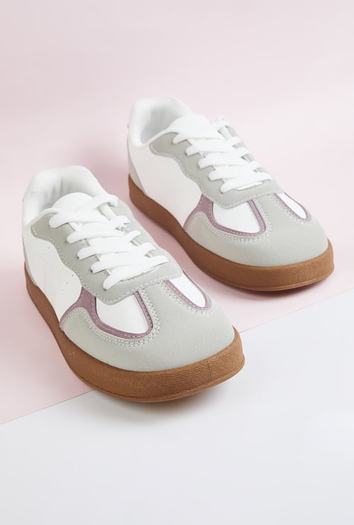Women Contrast Overlay Sneakers
