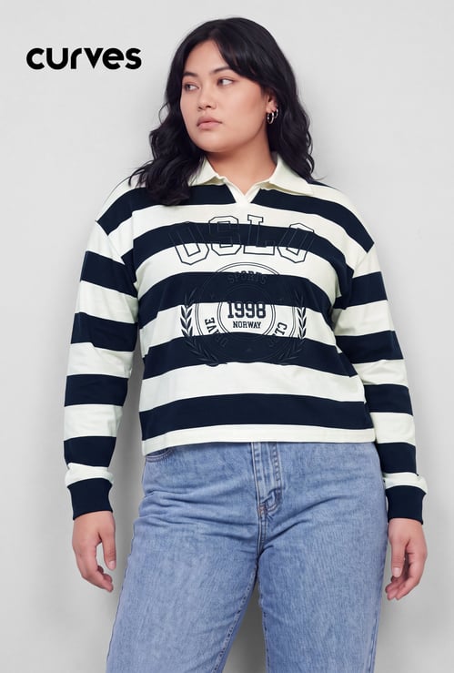 Women Striped Polo T-shirt