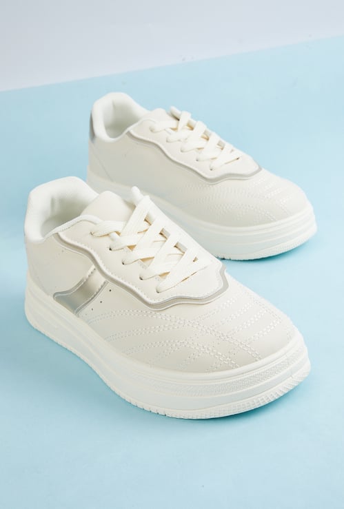 Women Metallic Overlay Sneakers