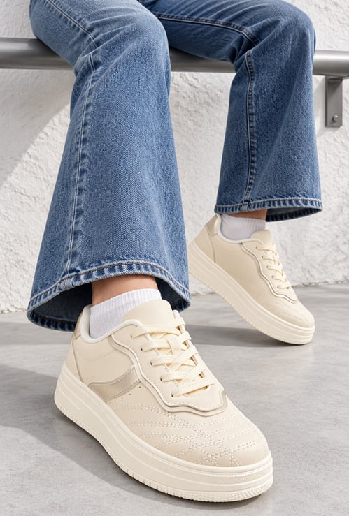 Women Metallic Overlay Sneakers