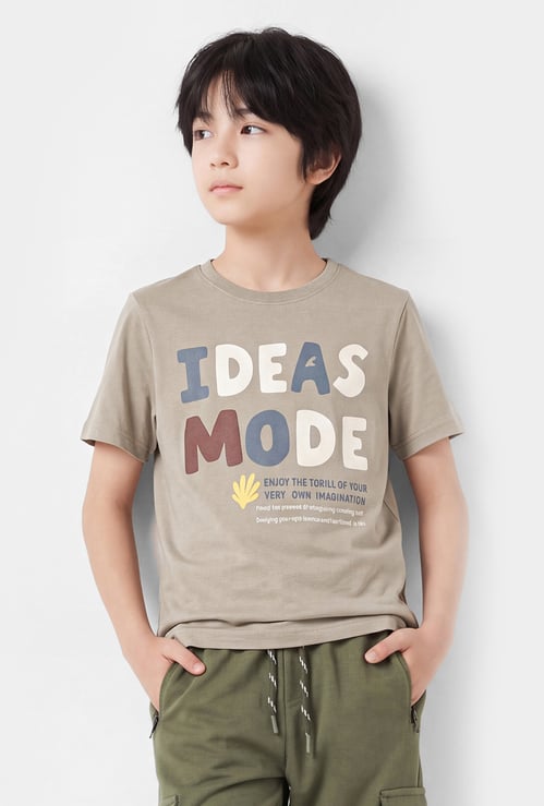 Boys Typography Print T-shirt