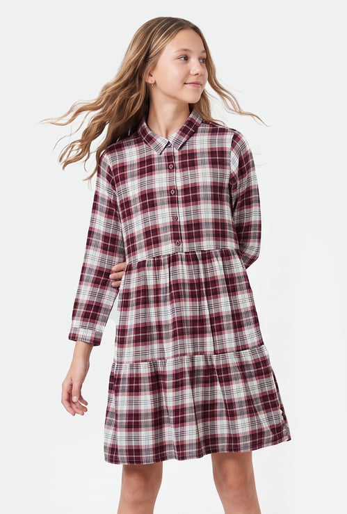 Girls Checked Shirt Dress