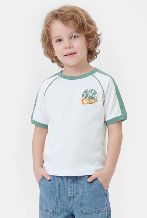 Boys Embroidered Raglan Sleeves T-shirt