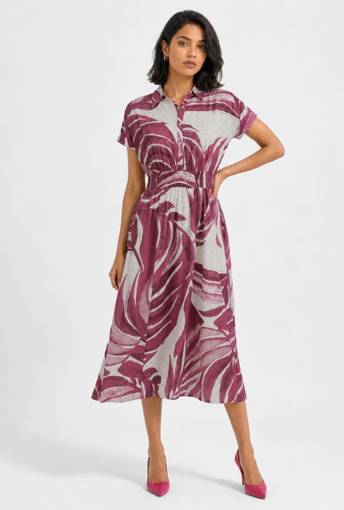 Women Printed Smocked A-line Dress
