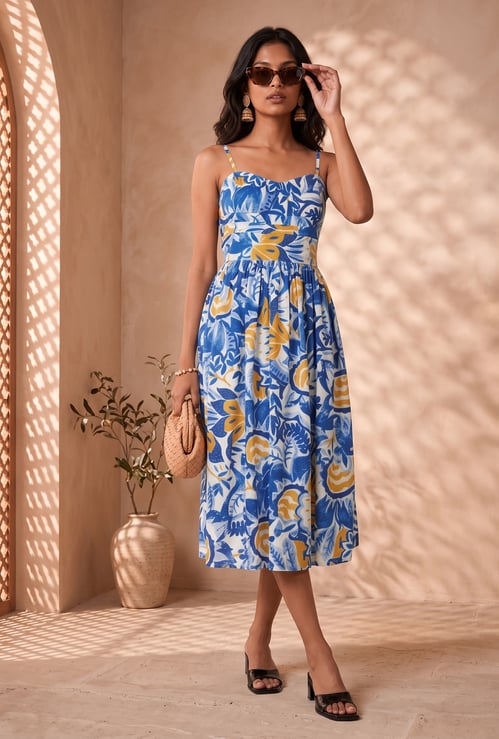 Women Printed Midi Dress