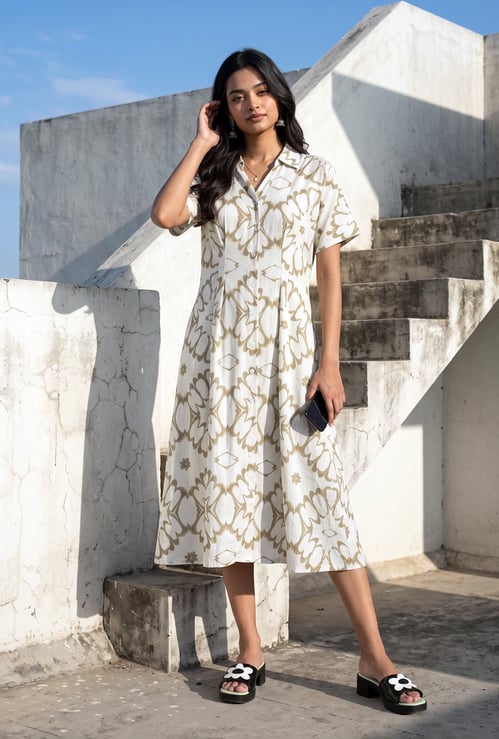 Women Printed Shirt Dress