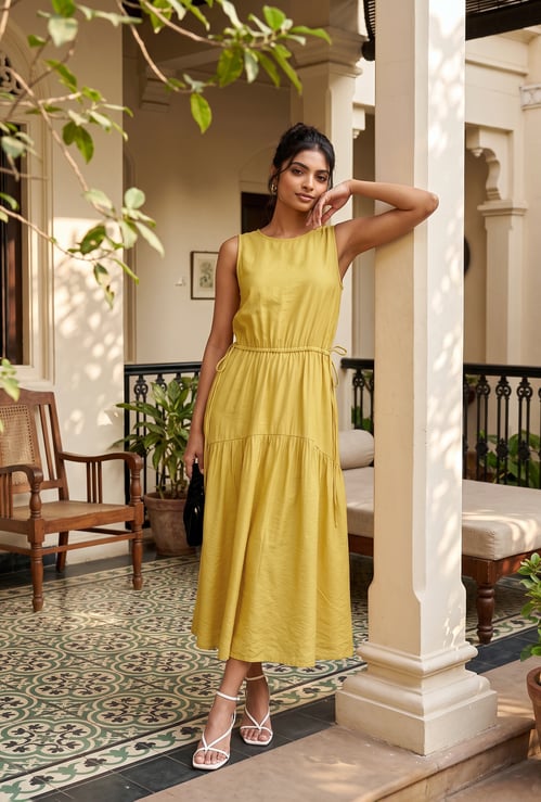 Women Solid Midi Dress
