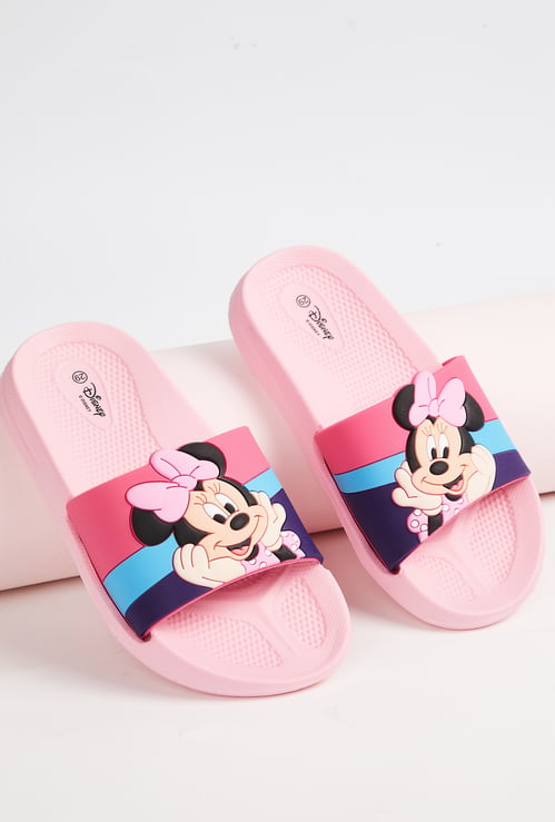 Girls Minnie Printed Sliders