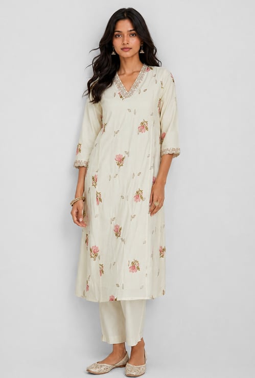 Women Floral Print A-line Kurta Set