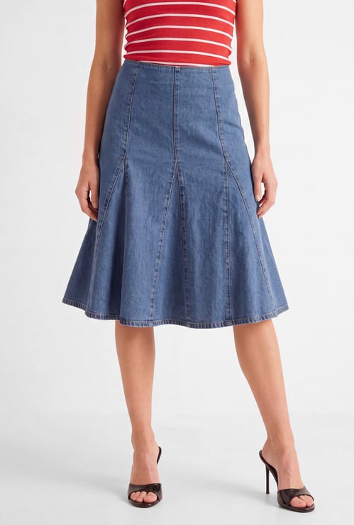 Women Solid Skater Skirt