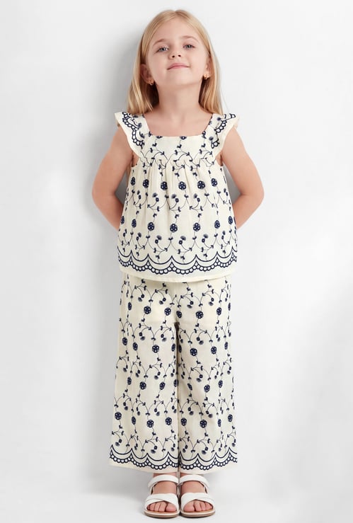 Girls Embroidered Trousers Set