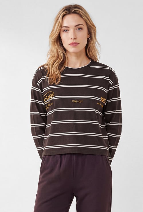 Women Striped Sports T-shirt