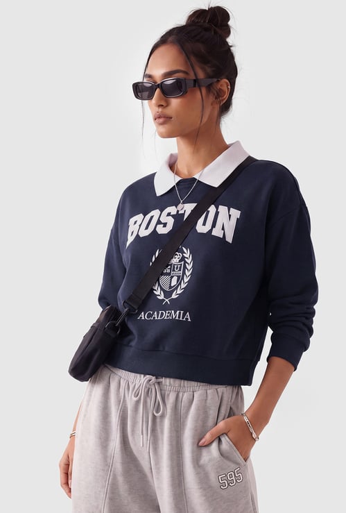 Women Printed Boxy Sweatshirt