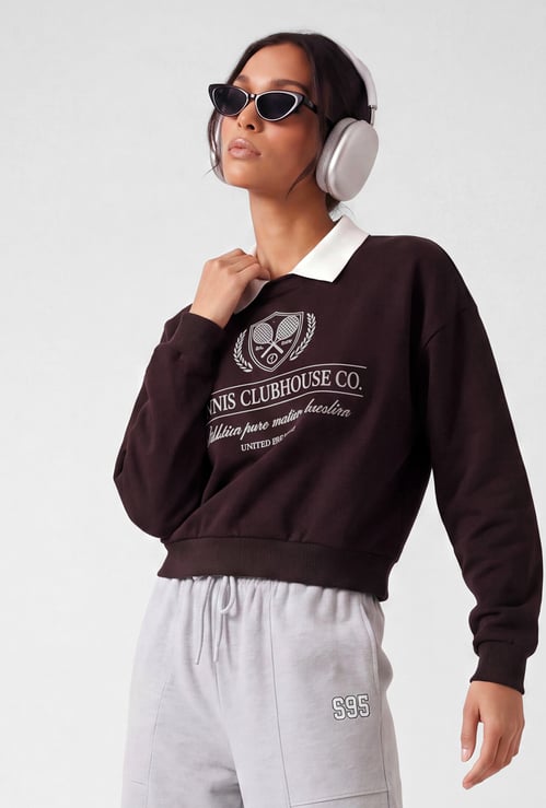 Women Printed Boxy Sweatshirt