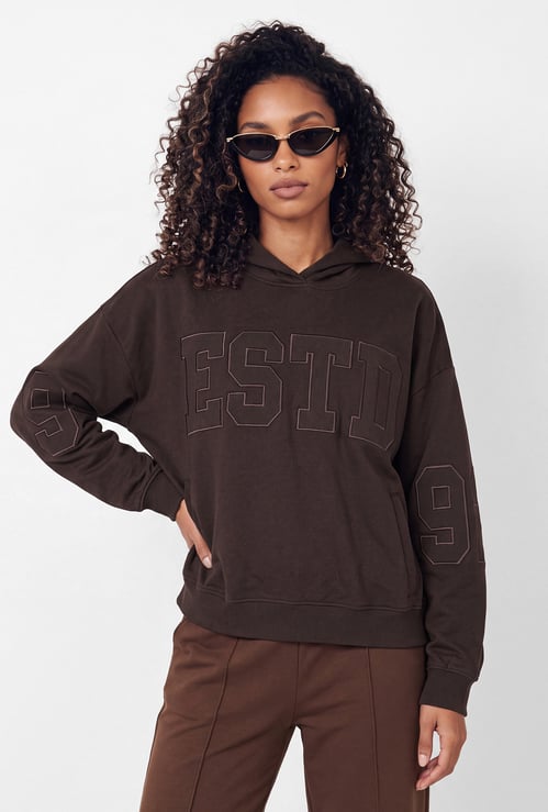 Women Athleisure Applique Hoodie