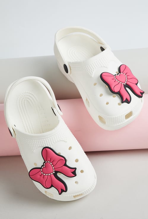 Girls Bow Design Clogs with Charms