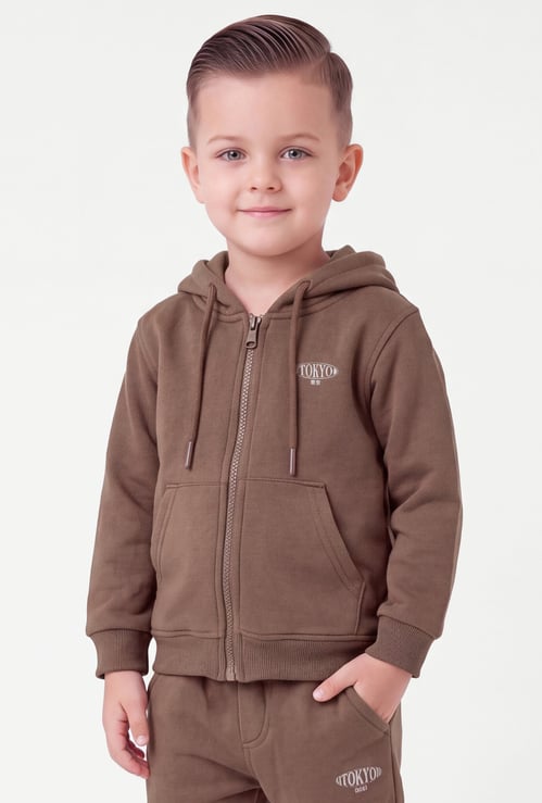 Boys Solid Zipper Hoodie