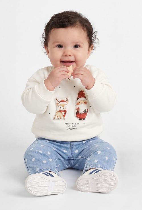 Girls Santa and Reindeer Sweatshirt