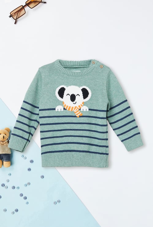 Boys Striped Koala Design Sweater