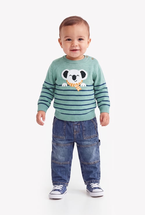 Boys Striped Koala Design Sweater