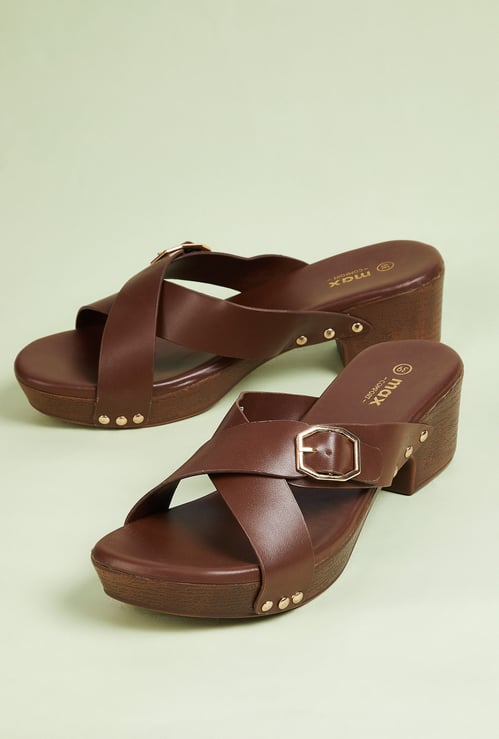 Women Solid Block Heel Sandals