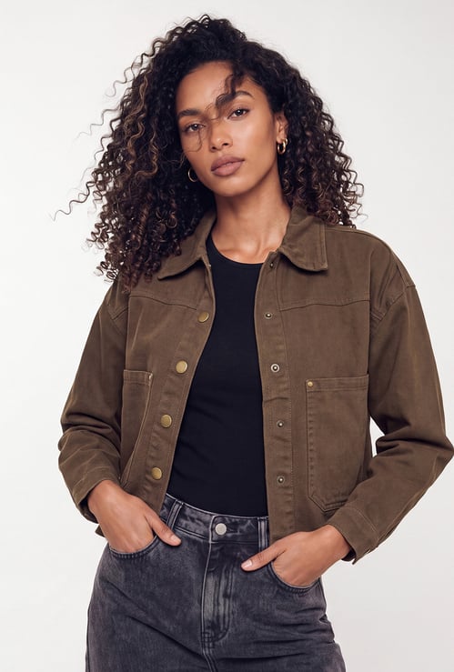Women Solid Boxy Jacket