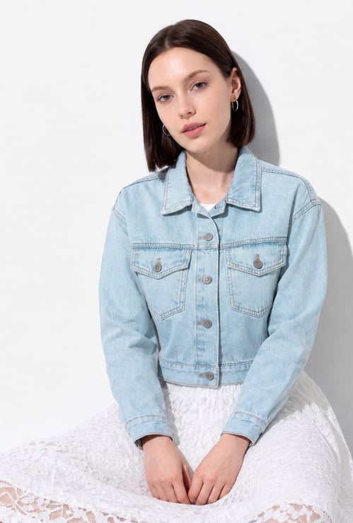 Women Washed Trucker Denim Jacket