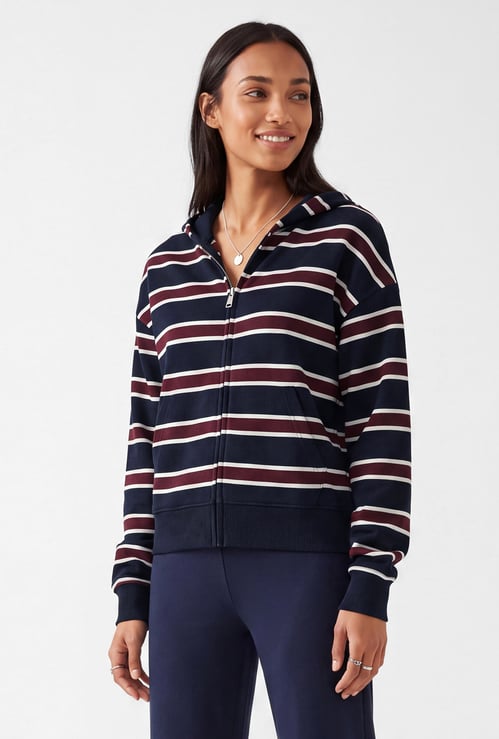 Women Striped Hooded Jacket