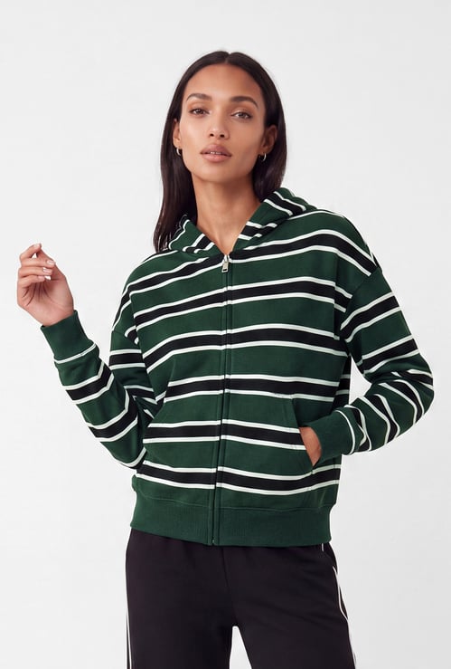 Women Striped Hooded Jacket