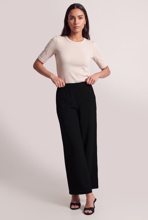 Women Wide-Leg Pull-on Trousers