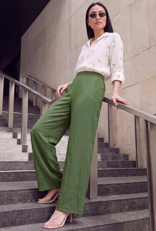 Women Wide-Leg Pull-on Trousers