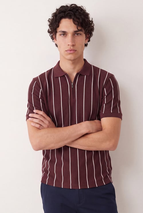 Men Striped Polo T-shirt