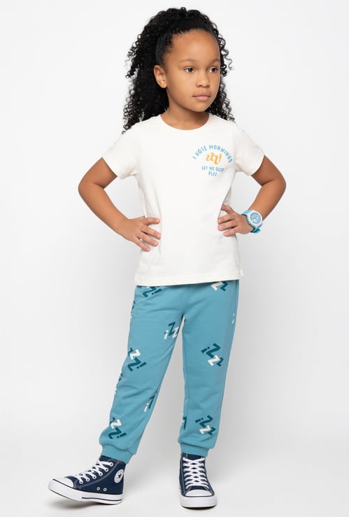 Boys Printed T-shirt with Pyjamas Set