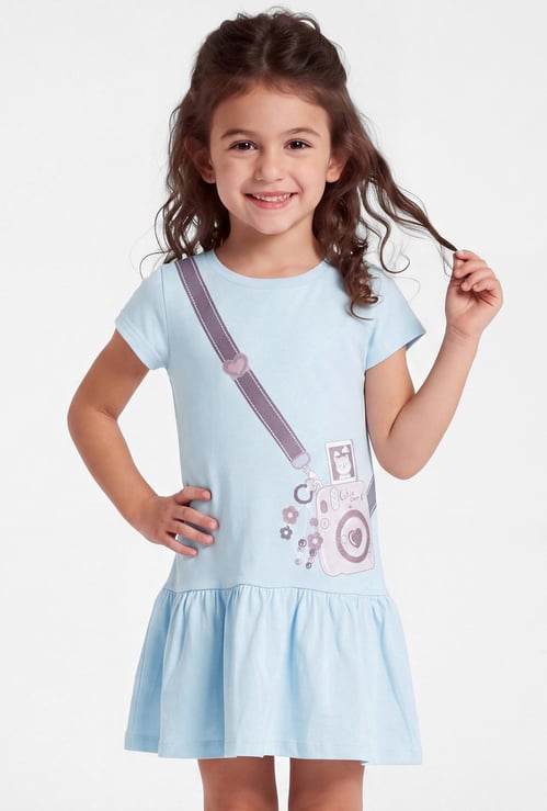 Girls Printed Drop-Waist T-shirt Dress
