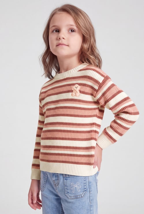 Girls Striped Ribbed Sweater